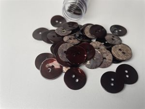 Farvet perlemor knap - dark chocolate, 15 mm